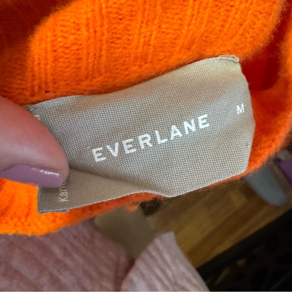 Everlane 100% wool orange cottagecore whimsy Normcore Crewneck Sweater medium - Picture 5 of 7